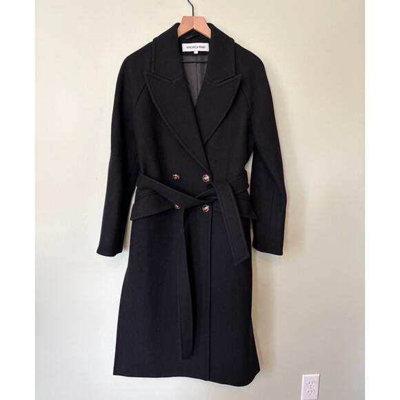 Veronica Beard Wool Longline Double-Breasted Coat Small Black - Picture 3 of 11